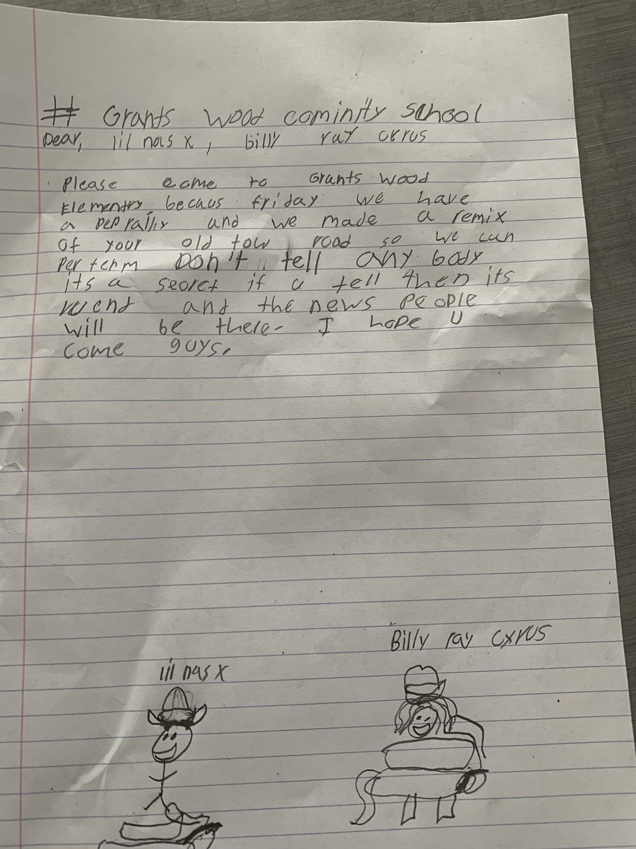 iamlauren4's tweet photo. When your students are really hoping @LilNasX will listen to their remix... @JEFCOED @grantswoodcs @frf1313 #neverhurtstotry #iron https://t.co/A5VrIZAsvU