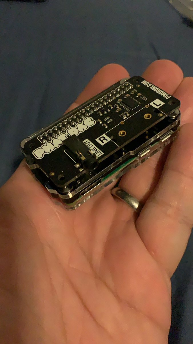 KF7IJZ's tweet image. My #RaspberryPiZeroW shairport-sync AirPlay server based on the @pimoroni #PHATDAC and in a C4Labs Case.