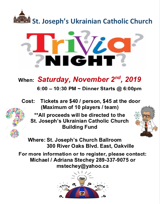 Trivia Night is a great way to gather a group of your best mates, enjoy a great Ukrainian meal &amp; have some laughs!
Come for a FUN night  &amp; win prizes all evening. fs11.formsite.com/SJUCC/TRIVIA/i…
#trivianight #ukrainianfood #prizes  #fun