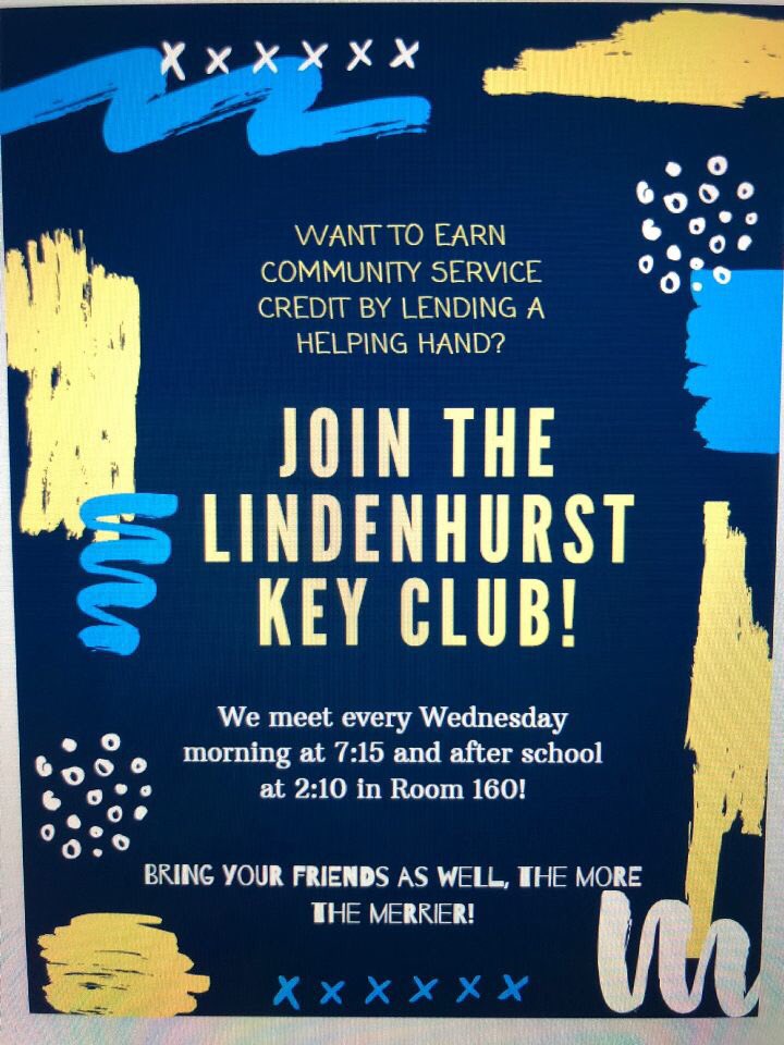 LindyKeyClub1's tweet photo. Key Club back for the 2019-2020 school year!! Come down to our first meeting and bring a friend!! https://t.co/5XatCh6ETC