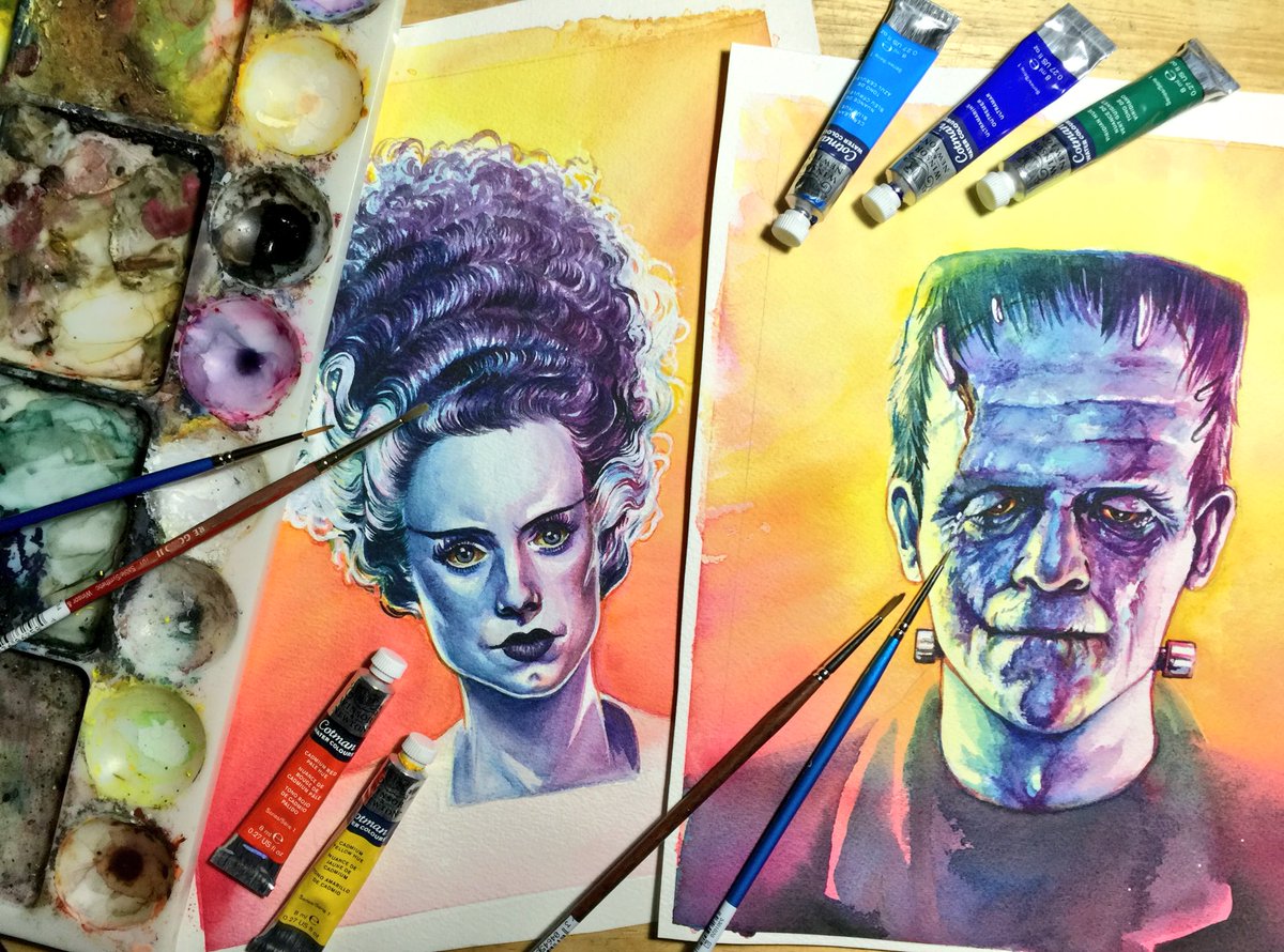 Well, that was fun!!! #watercolour #Frankenstein