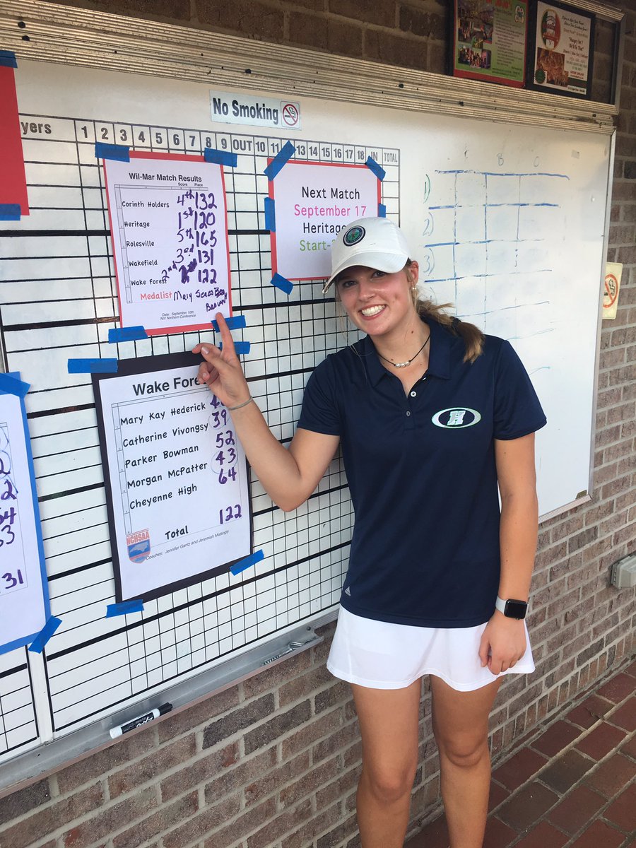 hhs_womens_golf's tweet photo. Congrats to our Lady Huskies for securing 1st place in today first conference match of the 2019 season. Also to Heritage’s own Mary Sears for posting the today’s lowest score of 36 and earning medalist of the the match! Go Huskies!! #TheYearOfTheGrind #HuskyPride #OneNotDone https://t.co/s9byUdLxTP