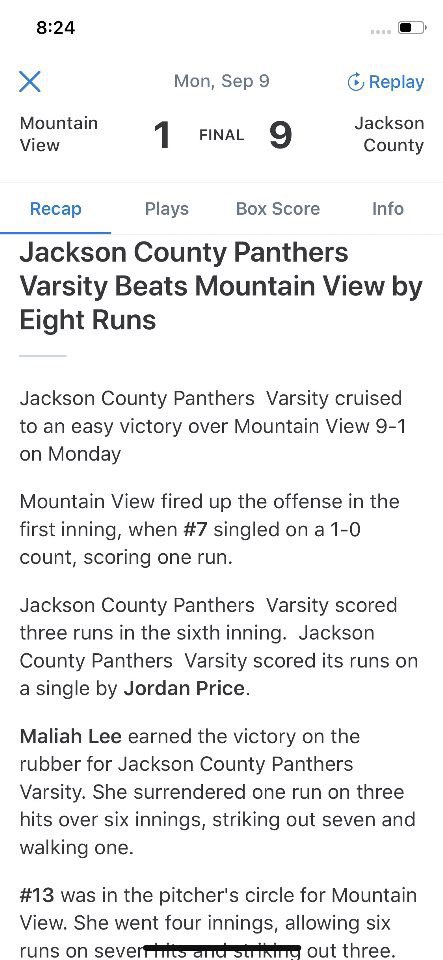 Lunsford’s Pitching crew is putting on a show!  Maliah was dealin and helped bring a win to a David vs Goliath showdown!