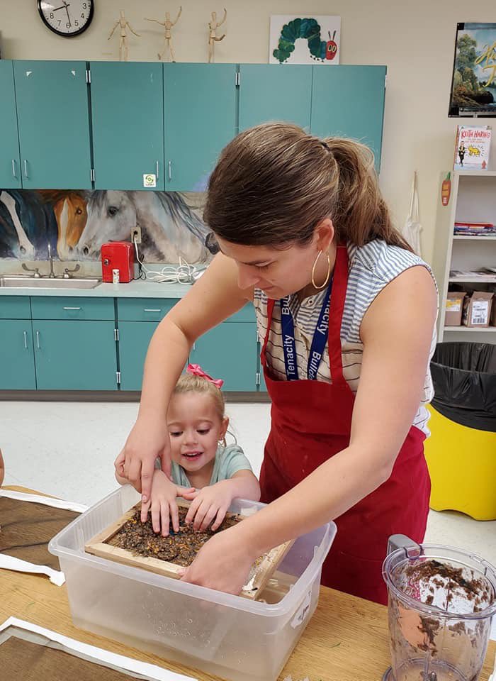Pre-K had so much fun making paper in art class with Mrs Bryant today.