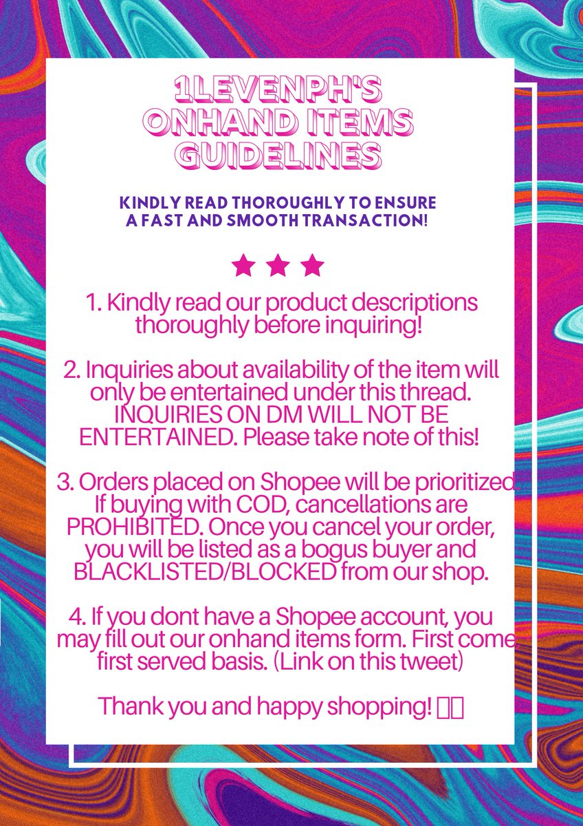 1levenPH's tweet photo. [ #Onhand1leven ]

✨ 1leven's Onhand Items Thread ✨
- Kindly check out our guidelines and product descriptions for item condition and availability! 

Order form: https://t.co/OqRlkdpM1h https://t.co/a6bT4RS62y
