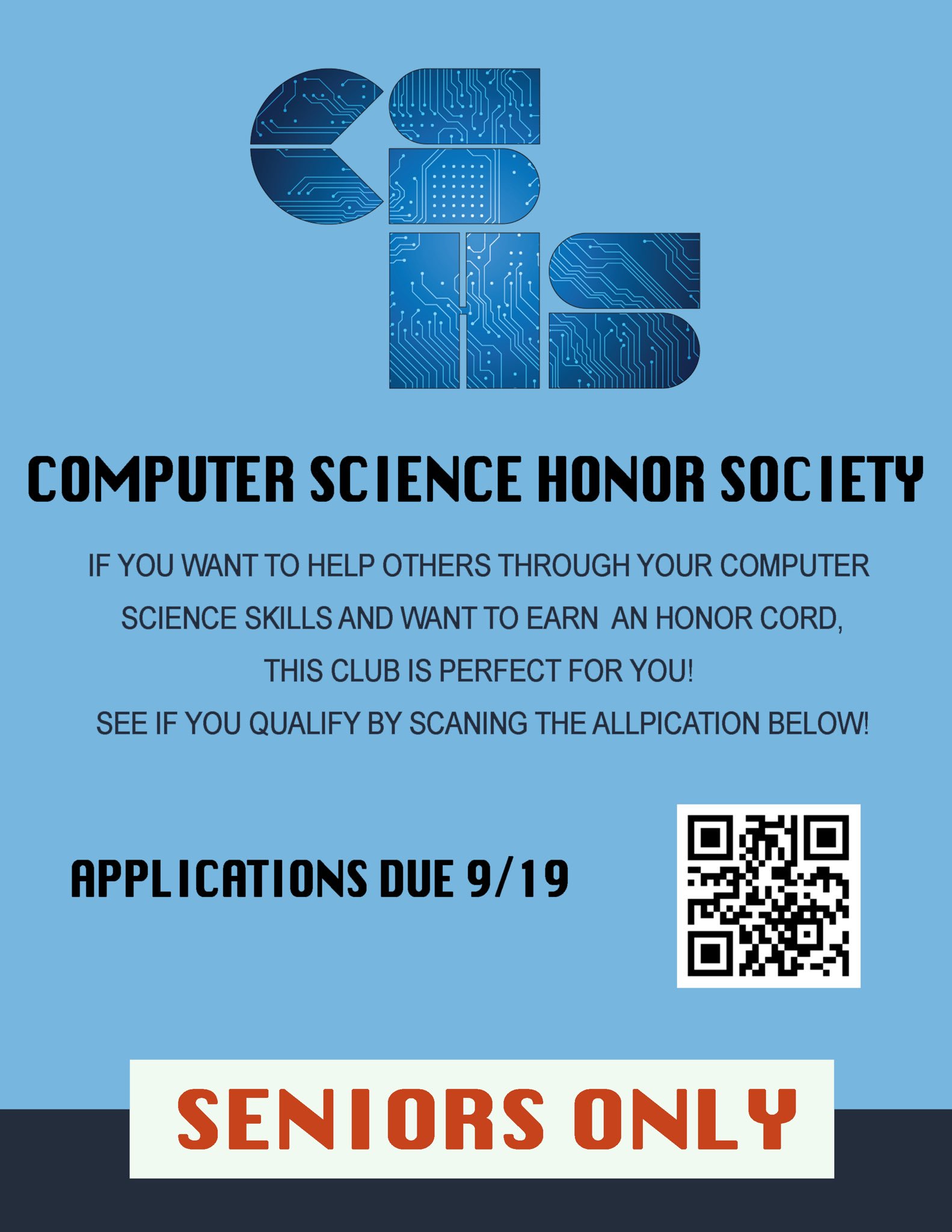 HSE CS Honor Society on X: &ldquo;Upcoming senior ONLY applications due 