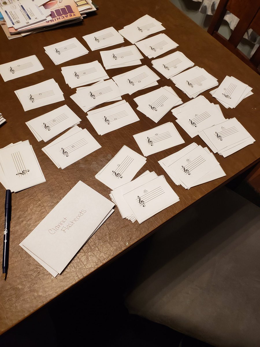 Putting together some flashcard envelopes for students to practice their note names.