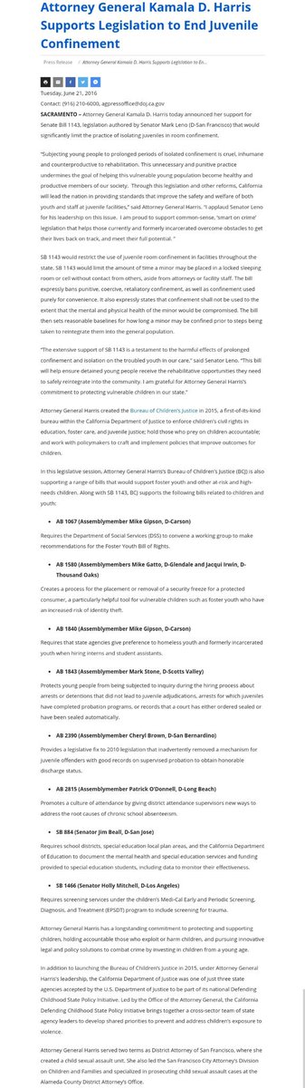 50 Times  #Kamala Accomplished/Advocated for  #CriminalJusticeReform39.AG- Supported AB 1840 to require that state agencies give preference to homeless youth and formerly incarcerated youth when hiring interns and student assistants