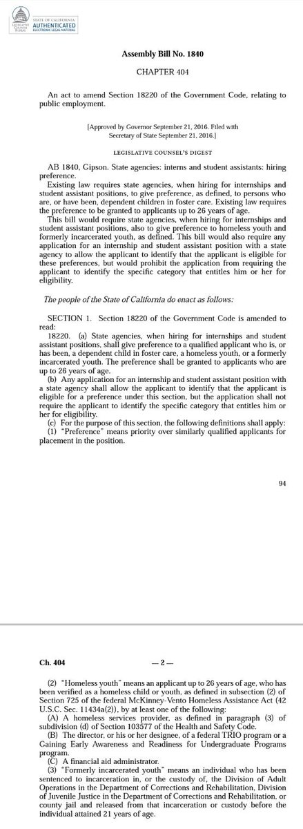 50 Times  #Kamala Accomplished/Advocated for  #CriminalJusticeReform39.AG- Supported AB 1840 to require that state agencies give preference to homeless youth and formerly incarcerated youth when hiring interns and student assistants