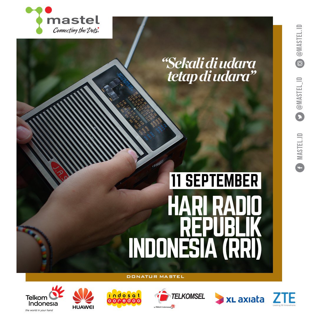 mastel_id's tweet photo. Dirgahayu ke-74 Radio Republik Indonesia
Sekali di udara, tetap di udara.
#hariradionasional #hariradionasional2019 #dirgahayurri74 #rri74 #radio #rriradio #radiorri https://t.co/b3833lkuRB