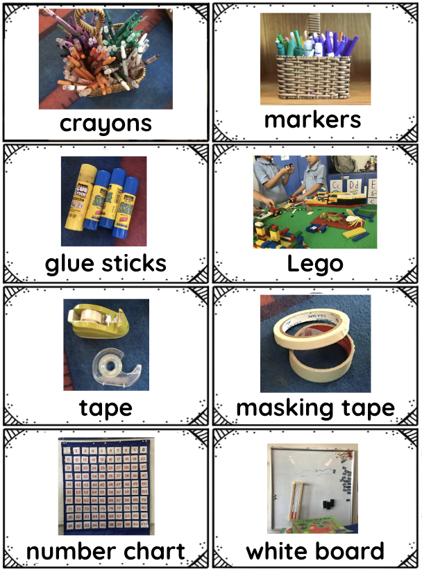 RickiMillevolte's tweet photo. Want to practice classroom words w/new #ELLs? Past self: pre-packaged clip art picture boards. Now: have students take pictures of items they want English words for. Result: increase in #studentagency and images reflect reality. (I help w/crops)

#eal #kindergarten @EngLrnPortal https://t.co/q1fjp69Pqa