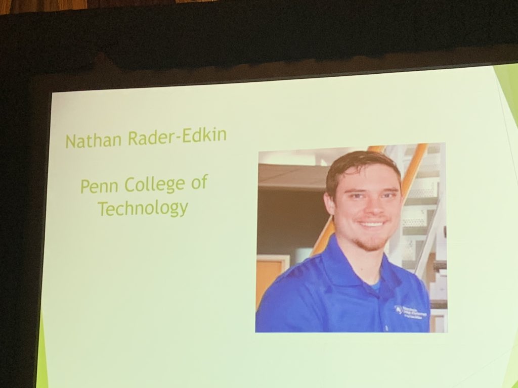 munro_shannon's tweet photo. Congratulations to @SPEThermo  scholarship winner Nathan Rader -Edkin @PennCollege Plastics and Polymer Engineering Technology senior. He accepted his award tonight in Milwaukee, Wisconsin.  #Plastics #thermoforming https://t.co/VP9txTR8Ee