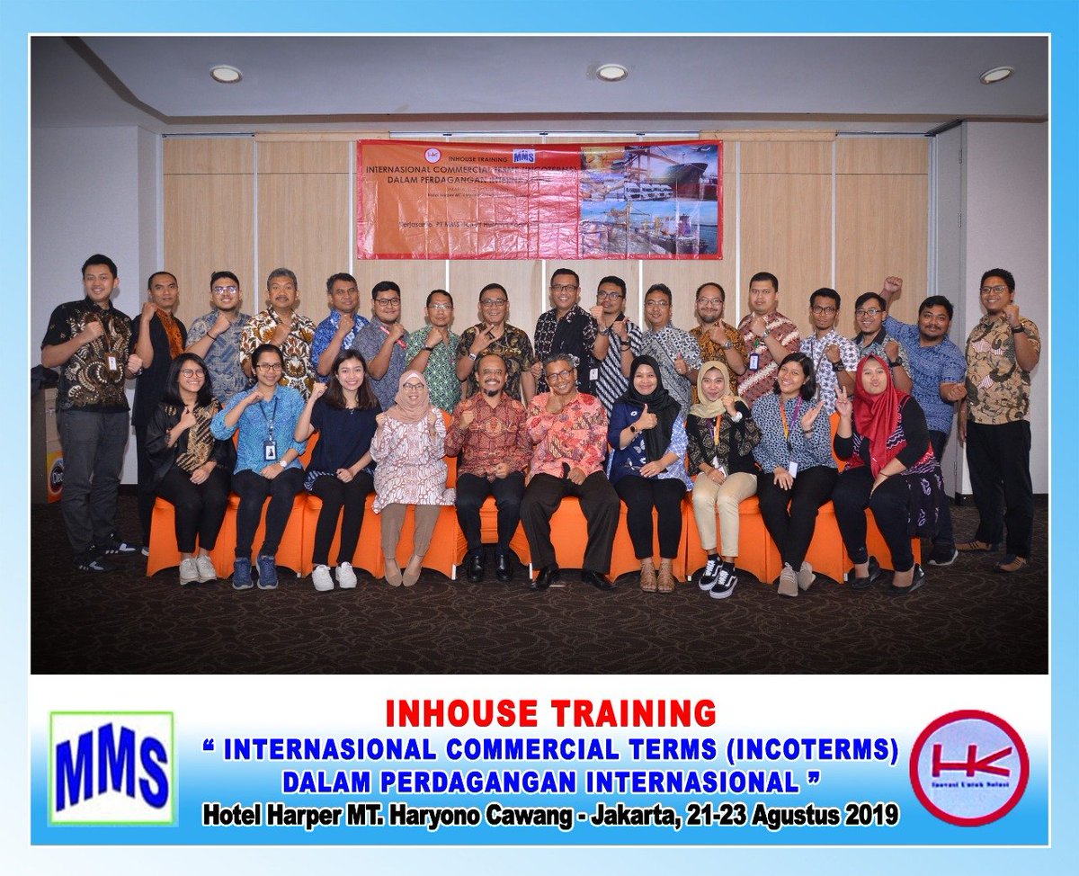 INHOUSE TRAINING ! Tgl 21-23 AGT19
TRAINING INCOTERMS,HARPER MT HARYONO JAKTIM

INFO
087739309038 (IRWAN)
087838294238 (ALLAN)
#WORKSHOP #PELATIHAN #TRAINING #INFORMASITRAINING #TRAININGYOGYAKARTA #TRAININGBANDUNG #TRAININGJAKARTA  #PELATIHANSERTIFIKASI #MAIRODITRAINING #INHOUSE