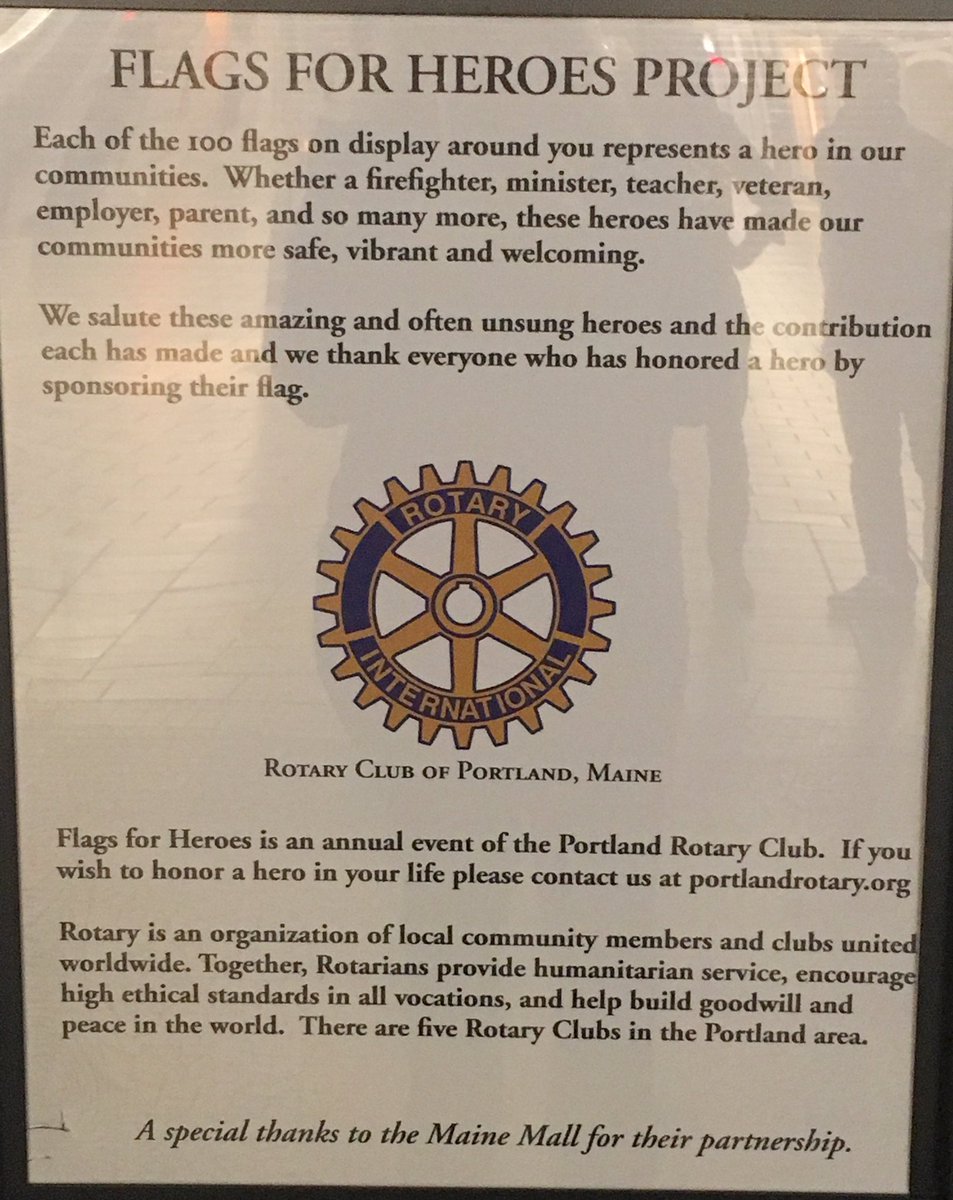 tstangelo's tweet photo. Flags for Heros at the Maine Mall! #flagsforheros #mainemall #portlandrotary https://t.co/Yv7I1dVDpv