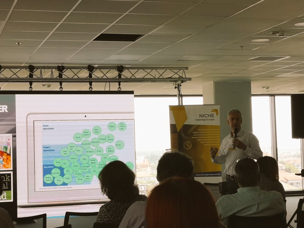 DonegalLEO's tweet photo. Attending closing conference of #NICHE Food Innovation where we hear about the outcomes of the programme from the regions. Conor Daly shares how Niche helped him to collaborate with Honey partners to develop his business. https://t.co/MsPFmdik0Z
