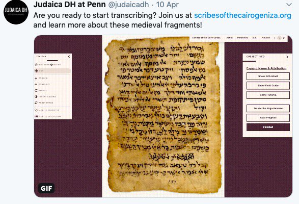 Stewart J. Brookes (@stewart_brookes) on Twitter photo .<a href="/WillNoel/">William Noel</a> uses one of my fave projects, Scribes of the Cairo Genizah, to make the point that while digital images are *not* the manuscript there are lots of things you can *only* do w/ images, e.g. crowdsourcing (scribesofthecairogeniza.org) #darkarchives
<a href="/judaicadh/">Judaica DH at Penn</a>
#darkarchives .<a href="/WillNoel/">William Noel</a> uses one of my fave projects, Scribes of the Cairo Genizah, to make the point that while digital images are *not* the manuscript there are lots of things you can *only* do w/ images, e.g. crowdsourcing (scribesofthecairogeniza.org) #darkarchives
<a href="/judaicadh/">Judaica DH at Penn</a>
#darkarchives
