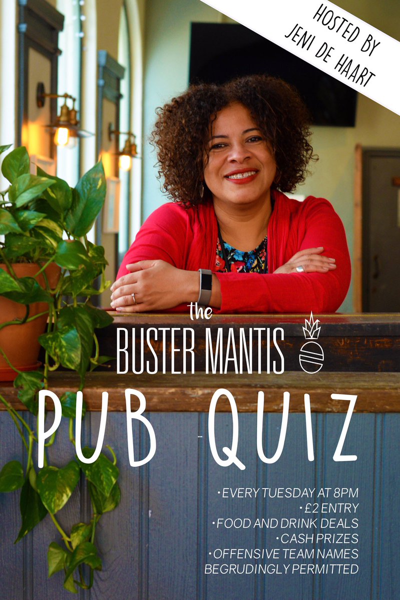 At last, NEXT TUESDAY sees the launch of the GREAT BUSTER MANTIS PUB QUIZ™. Expect a brilliant quizmaster, two for £10 cocktails all night, cash prizes and assorted other good stuff. Assemble your brainiest mates, prepare your best 🤔 faces and come on down #deptford