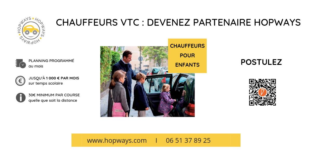 Vous êtes chauffeur VTC sérieux et ponctuel. Devenez chauffeur pour enfant partenaire Hopways et augmentez vos revenus
