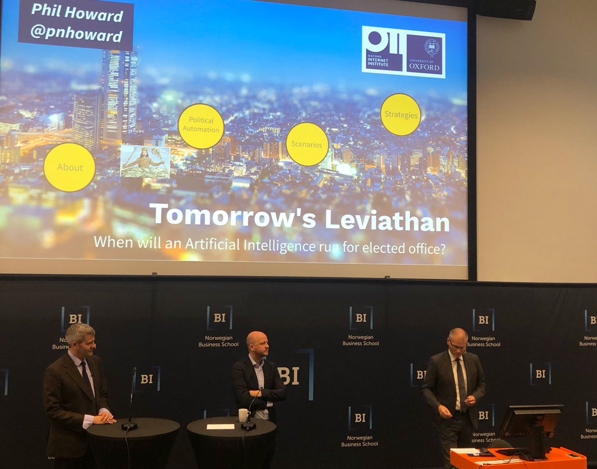 inastrander's tweet photo. «I don’t think an AI will run for elected office in the next years, but it will be impossible to win an election without it,» says @siggena at @BICCC_ #corpcomsummit19 #AI https://t.co/Q72BMrTCku