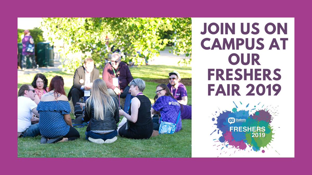 OUstudents's tweet photo. Want to meet other #OUstudents? Fancy visiting The @OpenUniversity campus in Milton Keynes? Register to attend our Freshers Fair 2019 - there is only 100 spaces available! More details can be found on our website here https://t.co/OVhnG26gQ0 #newtoOU https://t.co/6QxYjFTTLK