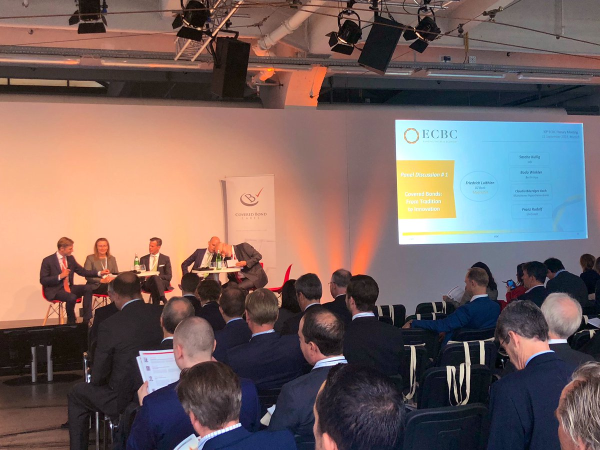 DLeboullenger's tweet photo. Happy to be today in Munich #ecbc plenary meeting on the 250y Bday of #coveredbonds; talking #regulatory and #sustainablefinance issues #eemi #eemap #greencoveredbonds https://t.co/ORHbt6X71n