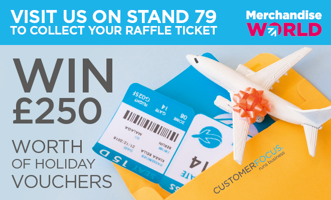 _customerfocus's tweet photo. Visit the Customer Focus team on Stand 79 at Merchandise World today for your chance to win £250 worth of Holiday Vouchers! Who knows you could be our lucky winner 👍 https://t.co/RdsQuh35Cq
