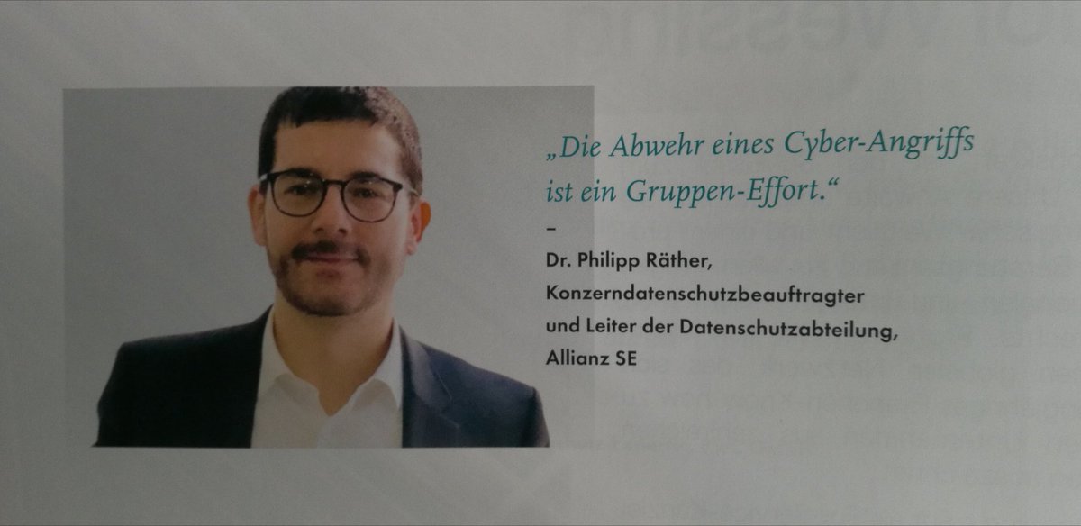 Titelthema im Unternehmensjurist <a href="/uj_digital/">under construction</a> ist diesmal Cybercrime. Bei der #Allianz wird trainiert, wie man im Falle eines Angriffs reagieren muss, berichtet der Konzerndatenschutzbeauftragte Philipp Räther. #Digitalisierung #Datenschutz #Hacker