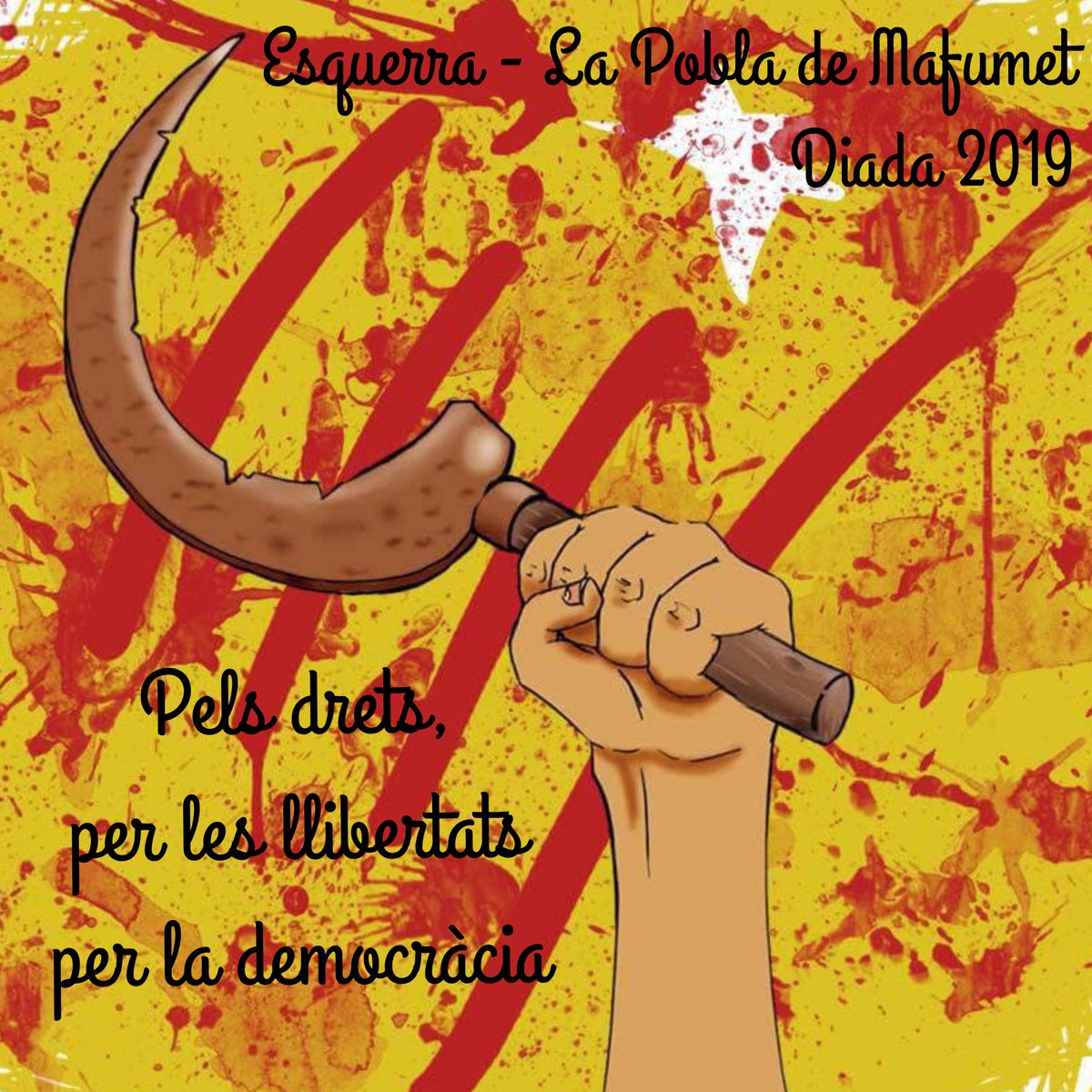 Esquerramafumet's tweet photo. El grup Esquerra de la Pobla de Mafumet, ús desitja molt bona diada 2019!!!!
#Noensdoblegaran #guanyarem https://t.co/mu0pSQc6L4