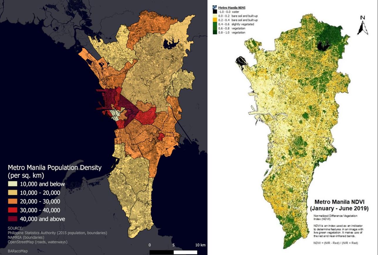BA (ᜊ) on Twitter "Population density map vs NDVI. Do you see any