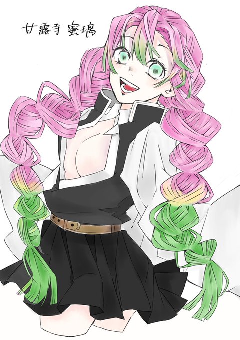 ろるべつさんがTwitterに投稿した甘露寺蜜璃(鬼滅の刃)のイラスト。