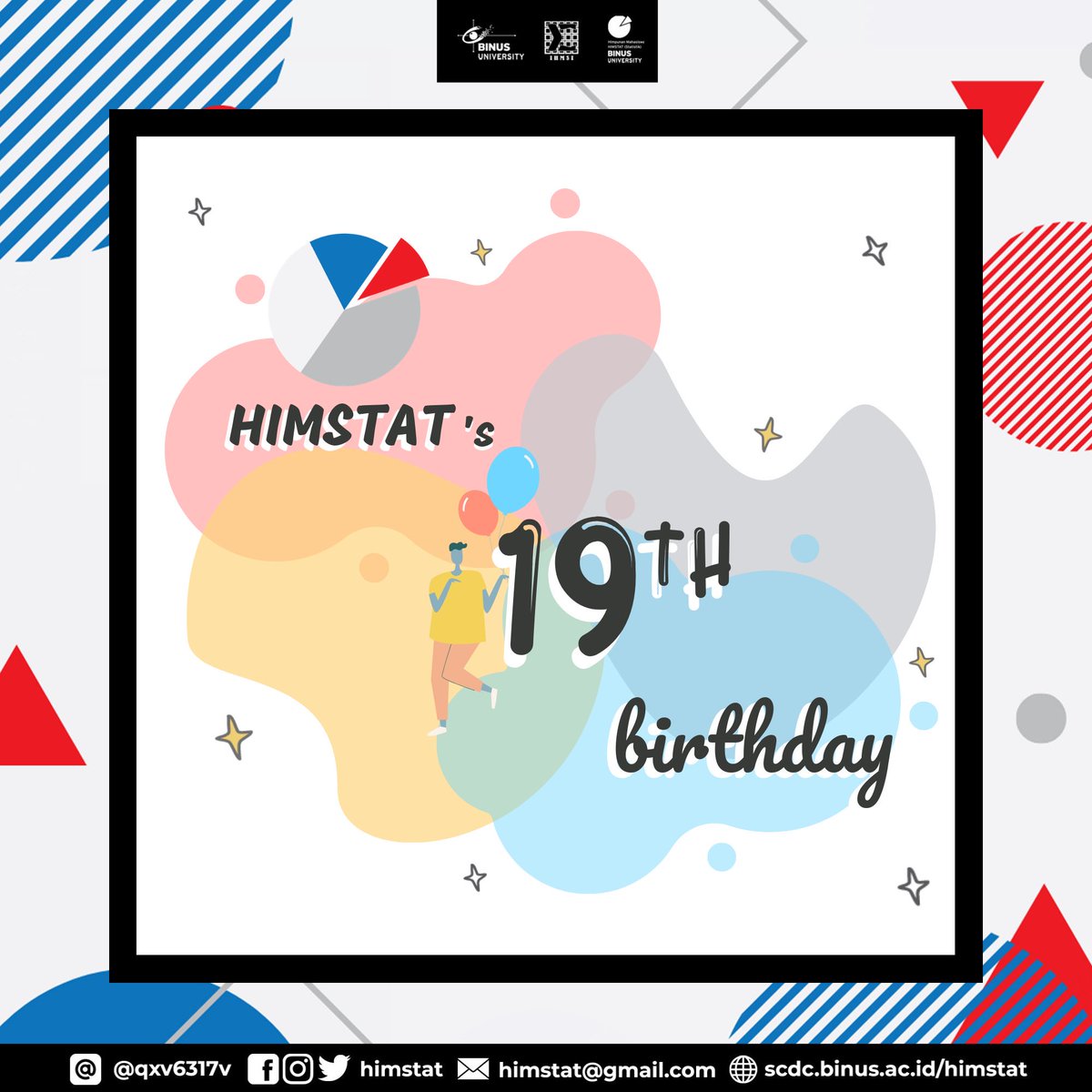 HIMSTAT's tweet image. Selamat Berdirinya HIMSTAT Ke-19! Semoga HIMSTAT dapat semakin lebih maju dan berkembang! Dan semoga semua event HIMSTAT dapat berjalan dengan lancar sampai akhir aamiin✨

Salam Statistika!👋🏻