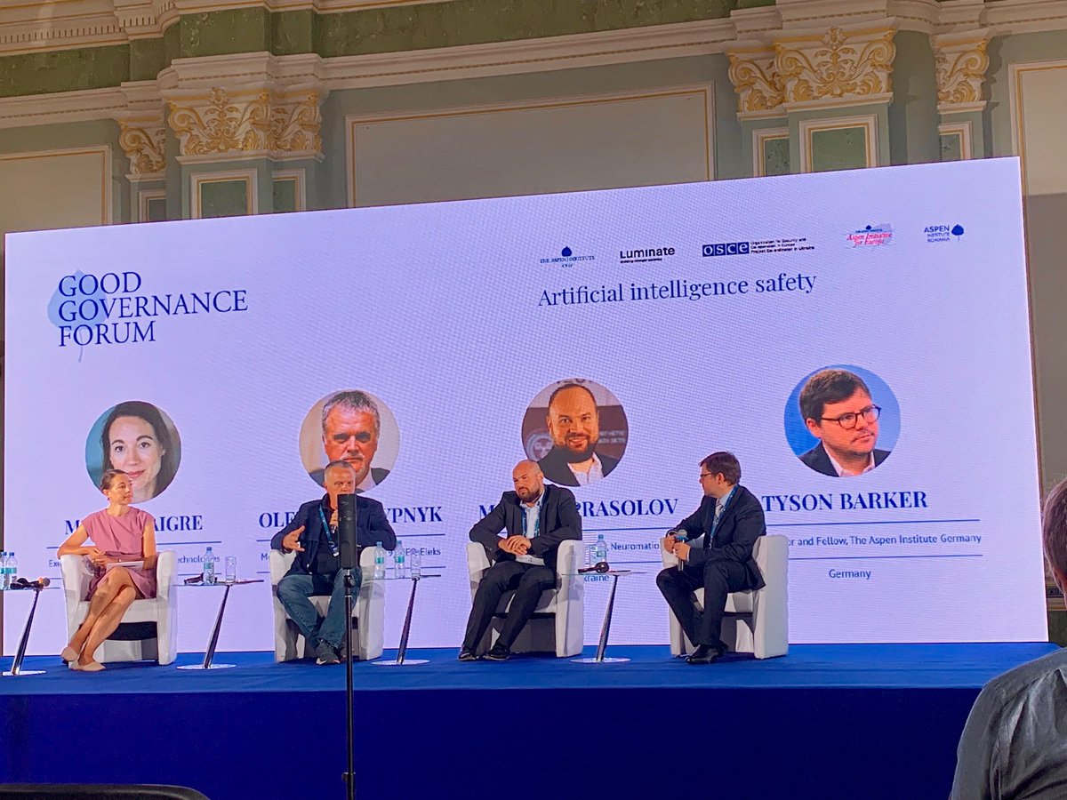 Aspen Institute forum on Good Governance and e-Government in #Ukraine. Panel on #AI Safety. Thanks to ⁦<a href="/AspenKyiv/">Aspen Institute Kyiv</a>⁩ for thought-provoking discussions.