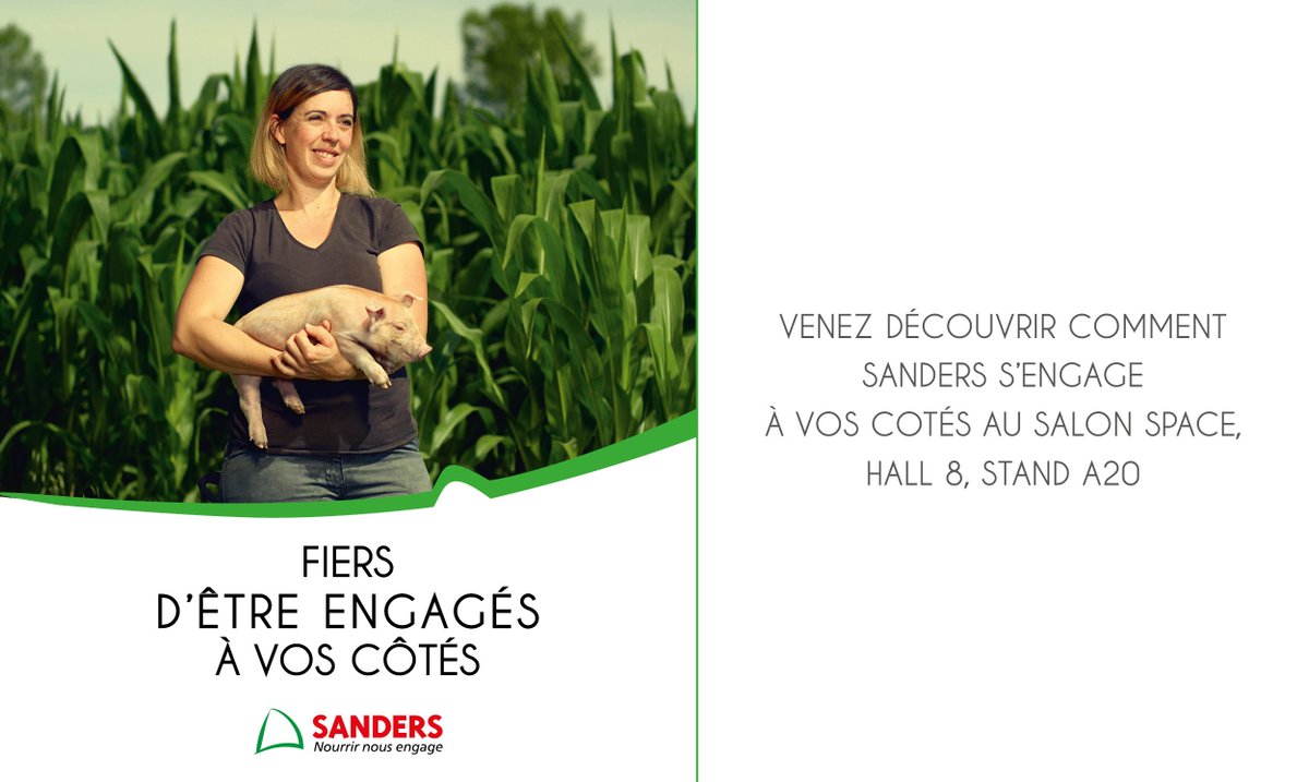 Avril's tweet photo. Nos équipes de #SandersNA sont présentes au @SpaceRennes depuis hier &amp; au @SommetElevage en octobre pour témoigner de leur engagement aux côtés des éleveurs ! Elles y présentent toutes les solutions disponibles pour accompagner les éleveurs en France. #Space2019 #Elevage https://t.co/fBfeAFxeAa