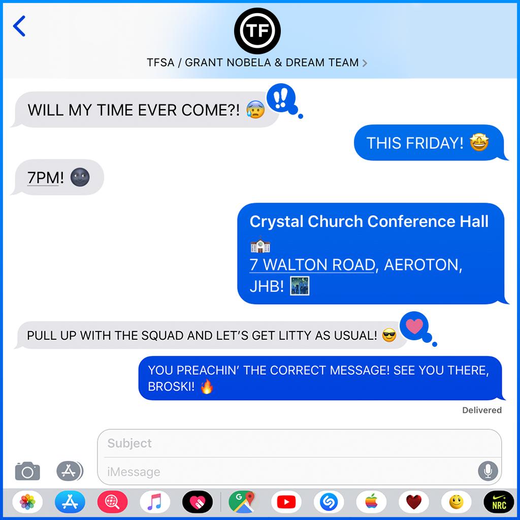 TheFactory_SA's tweet photo. What's your text game lookin' like with the squad? 😎

#FactoryFriday https://t.co/uY0faKBtoc