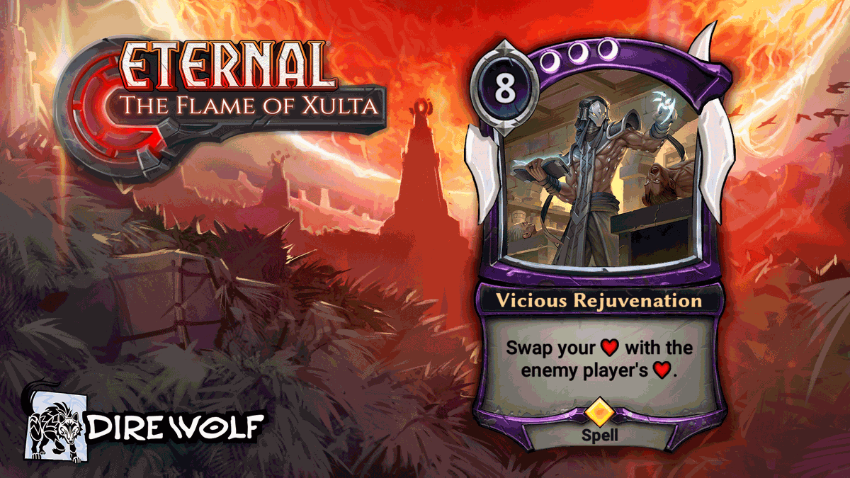 magicalbrandon's tweet photo. SPG's first spoiler from The Flame of Xulta — Vicious Rejuvenation! For all the players that like some shenanigans in their Eternal games, this one is for you. @EternalCardGame https://t.co/N7BE0CFH2H