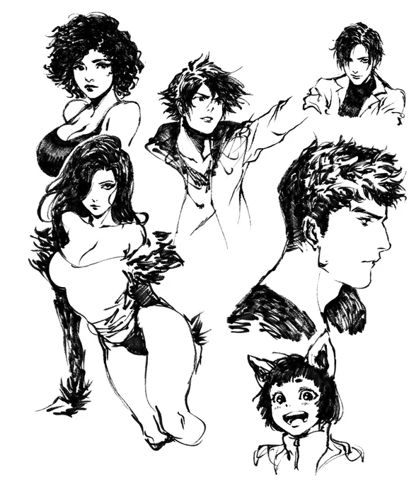 Buncha doodles from the last couple of days. Having fun using a brush pen I found on the asset store in CSP ? 