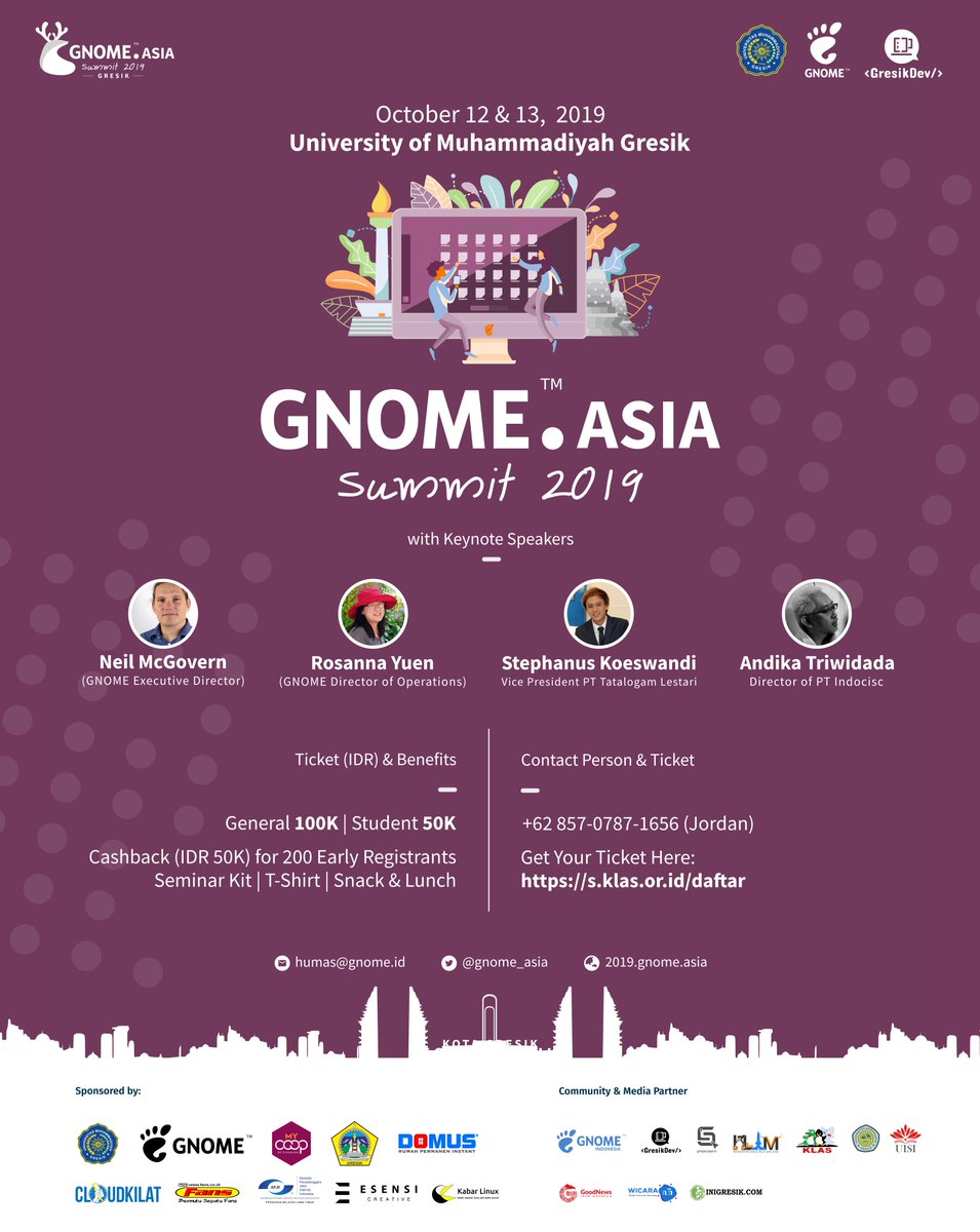 gnome_asia's tweet image. Registration for @gnome_asia Summit 2019 is now Open!
Make sure you have taken your seat by registering yourself through this page: 2019.gnome.asia/#/

Thanks to our Sponsor!