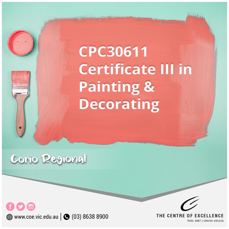 CoEGeelong's tweet photo. Study Painting and Decorating Course with us!

Apply now: https://t.co/GzcBidP6PX

#paintinganddecorating #tradecourses #certificateIIIinpaintinganddecorating  #paintingtradecertificate #studyinaustralia #studyinmelbourne #corio #painting #decorating #art #colors #career https://t.co/fE9swDVRuw