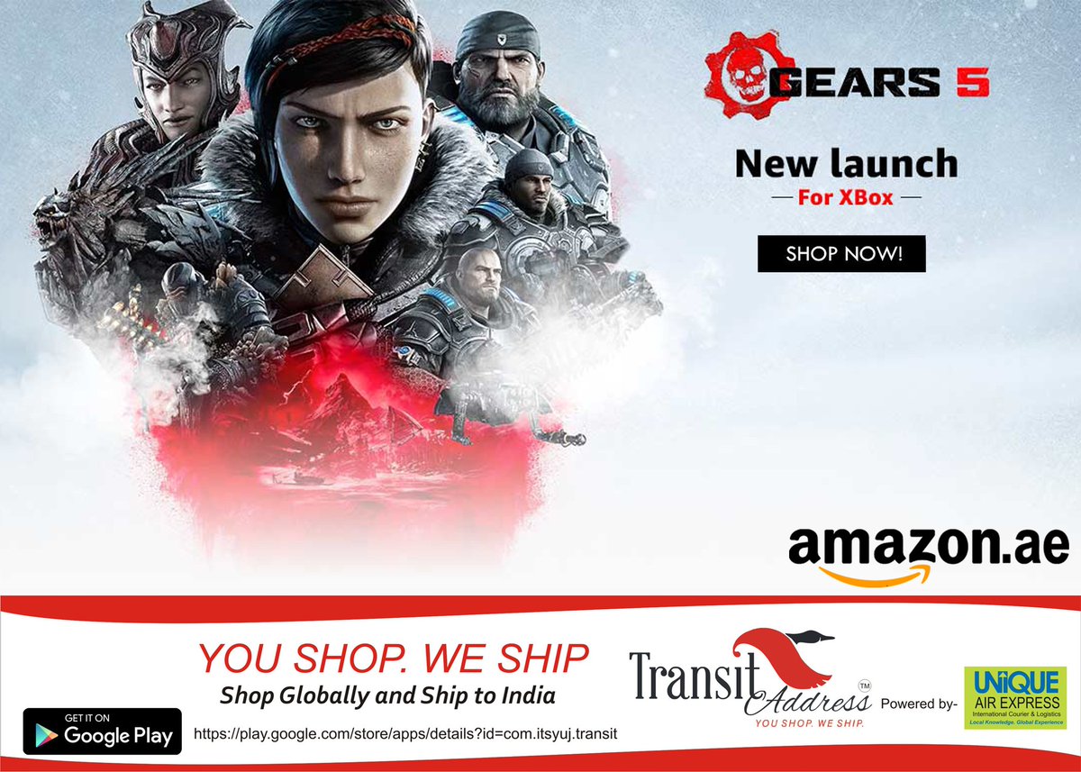 TransitAddress's tweet photo. Gears 5! New Launch for Xbox! Easy buying from UAE and Shipping to India!
Product link: https://t.co/butGQ2BQfY
#Shopping #International #Import #Delivery #India #UAE #AmazonAE #Gears5 #Xbox #WednesdayWisdom #WednesdayThoughts #WednesdayMotivation https://t.co/h3cRNbV6LS