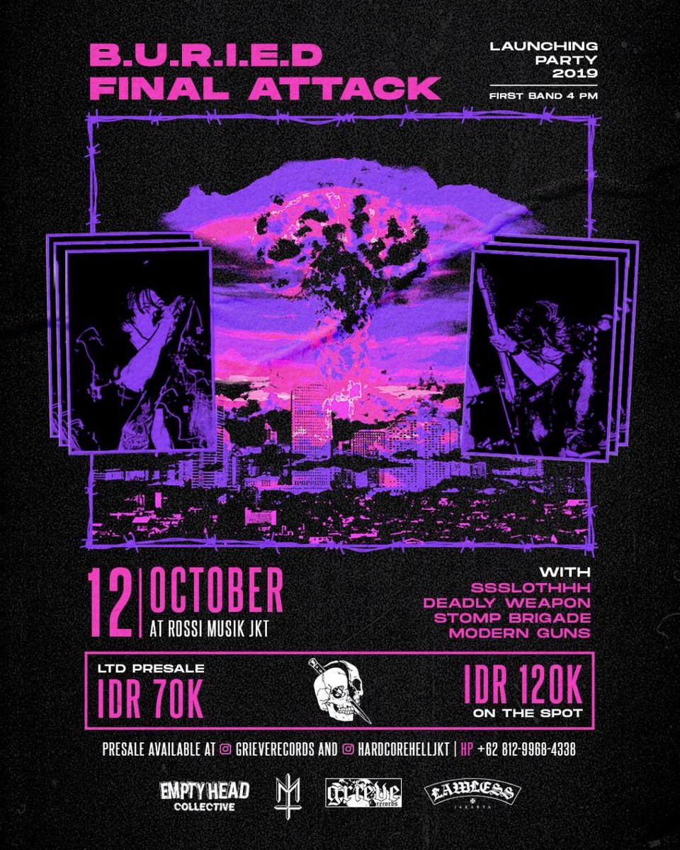 SSSLOTHHH's tweet image. Jakarta next month! Tiket pre-sale bisa didapatkan di Grieve Records dan Hardcore Hell Jakarta mulai hari ini sampai 1 Oktober 2019.
