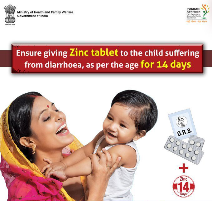 MoHFW_INDIA's tweet photo. #Diarrhoea is both preventable and treatable. Maintain hygiene &amp; give #ORS &amp; Zinc tablet for effective treatment of diarrhoea. 
#NutritionFirst #SwasthaBharat #PoshanMaah @PMOIndia @drharshvardhan @AshwiniKChoubey @MinistryWCD @UNICEFIndia https://t.co/MAT76avrGd