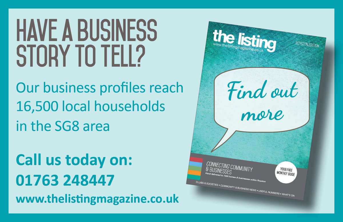 #October booking deadline this Fri 13 Sept. Don't miss advertising your business or event this month. T 01763 248447 E info@townhousepublishing.co.uk  buff.ly/318wE6V

#TheListing #October #Advertising #Marketing #LocalEvents #WhatsOn  #Royston #LocalTrades #LoveRoyston