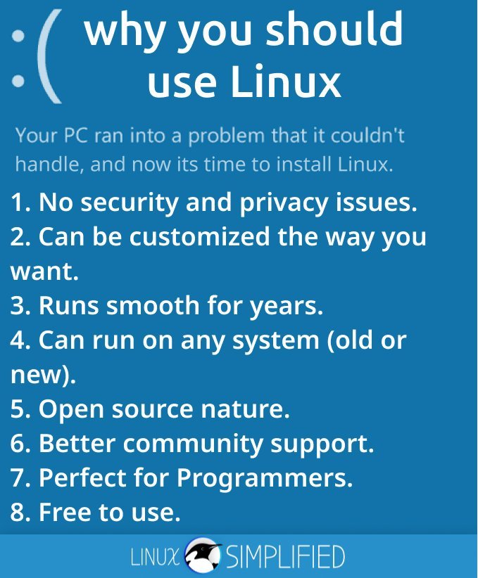 simplifylinux's tweet image. 13 reasons why you should use #Linux
#linuxfan #windows #programming
linuxsimplified.com/13-reasons-why…