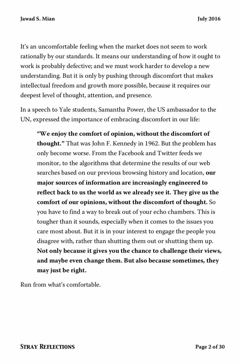 jsmian's tweet photo. “Our major sources of information are increasingly engineered to reflect back to us the world as we already see it. They give us the comfort of our opinions, without the discomfort of thought.” https://t.co/74lslUBigV