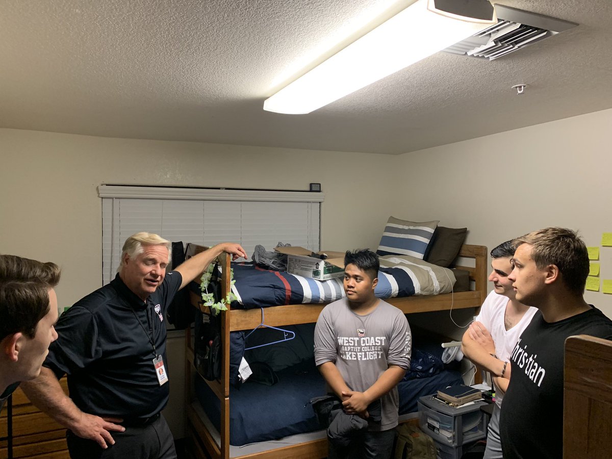 JoshuaMontana's tweet photo. We’re back in the dorms! Enjoyed going through Malone Hall tonight with @DrJimSchettler to encourage and pray for the men! @wcbc_today #laborersfortheharvest
#VicePresidentInTheDorm https://t.co/07M0JUzMgV