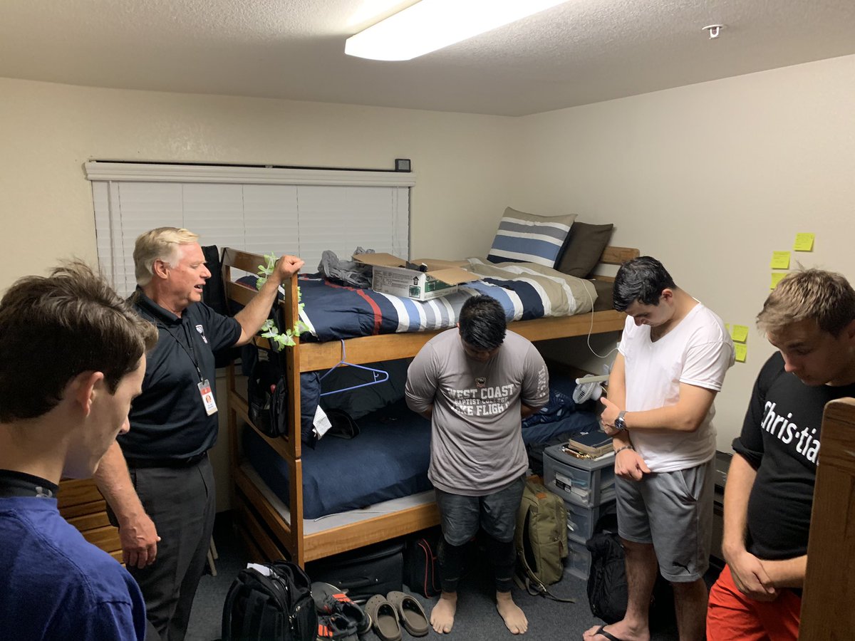 JoshuaMontana's tweet photo. We’re back in the dorms! Enjoyed going through Malone Hall tonight with @DrJimSchettler to encourage and pray for the men! @wcbc_today #laborersfortheharvest
#VicePresidentInTheDorm https://t.co/07M0JUzMgV