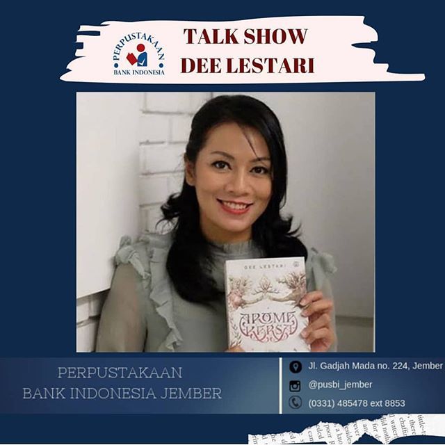 Teman-teman Jember, saatnya Mak Suri <a href="/deelestari/">Dee Lestari</a> menghampirimu pada acara yang diadakan oleh Perpustakaan Bank Indonesia KP Jember, pada hari Sabtu 14 September 2019. Detail pendaftaran silakan cek di @pusbi_jember, ya! 👍 #EventDee #Addeection ift.tt/31p16K0