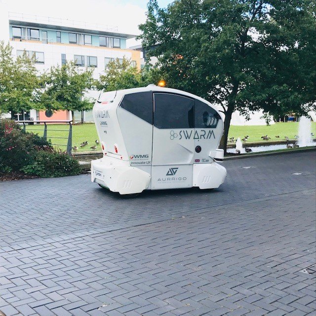 WMGsme's tweet photo. The new way to travel! Over 200 rides given yesterday in one of the autonomous pods from our SWARM project 🚗🛰️ Watch out for us on @itvnews on Thursday eve! @BritishSciFest @aurrigotech @wmgwarwick
#autonomousvehicles #ridesharing #lastmile #BSF19  #MiltonKeynes https://t.co/FDOkIJ23Vd
