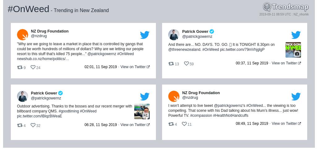 TrendsNZ's tweet photo. #onweed is now trending in New Zealand

https://t.co/LnxE26Hwan https://t.co/ztRUxaro2S