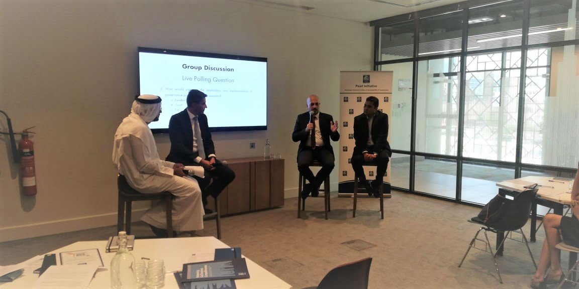 PearlInitiative's tweet photo. Dr Sassan Khatib-Shahidi speaks on how lone #entrepreneurs can begin implementing #governance practices: "The first thing I would do is proper financial policies...the second is to seek advice from someone who has been there and done that."
#GovernToTheTop https://t.co/Iz3xyS0312